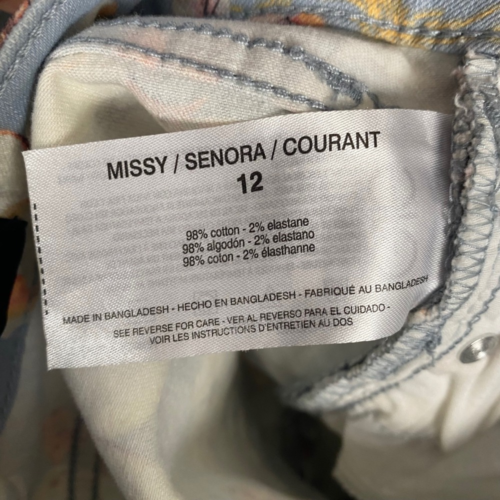NINE WEST Chrystie‎ Capri Jeans Women's Floral Dogwood Print Blue Size 12 - Picture 7 of 12